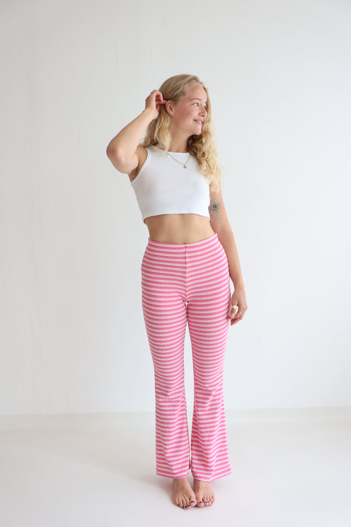 Striped Knit Flared Pants