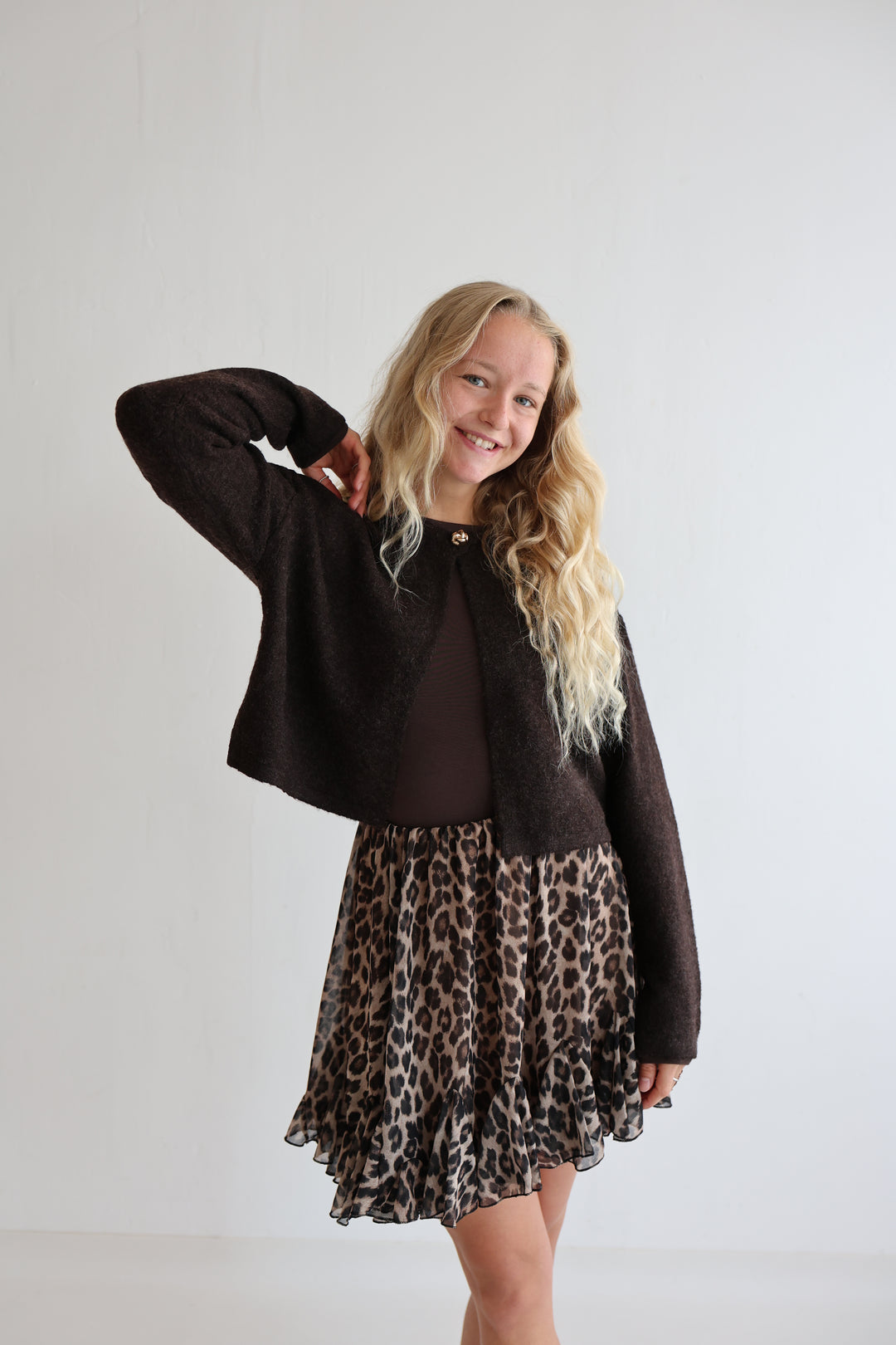 Kurzer Volantrock mit Leoprint Mona