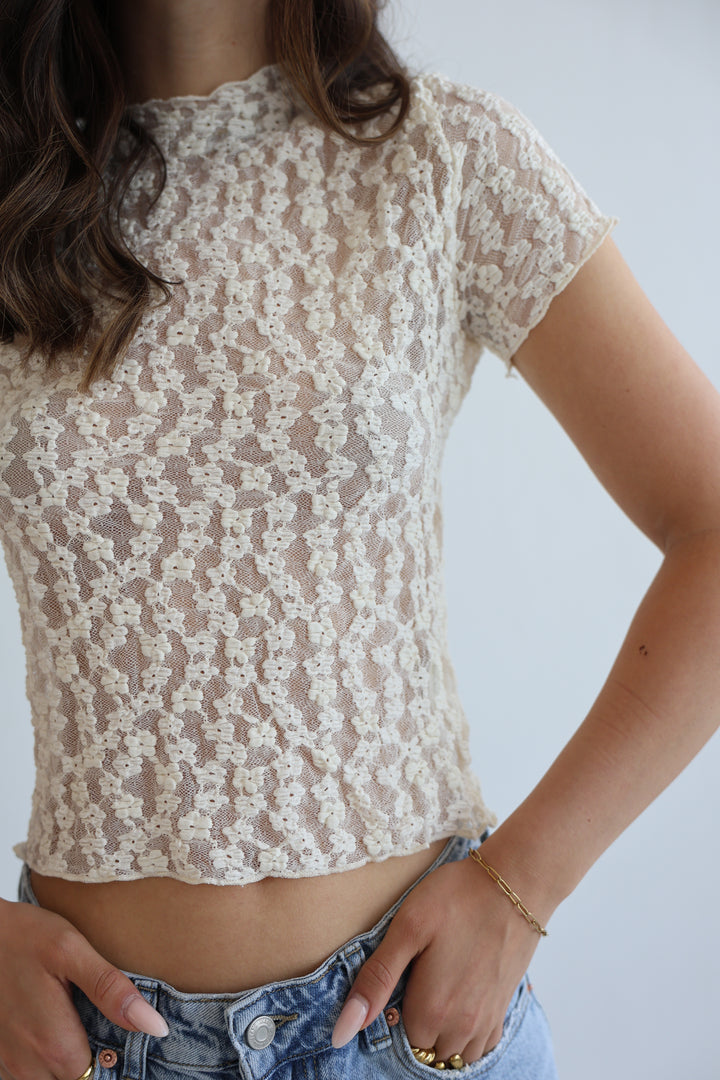 Milky Bloom Lace T-Shirt