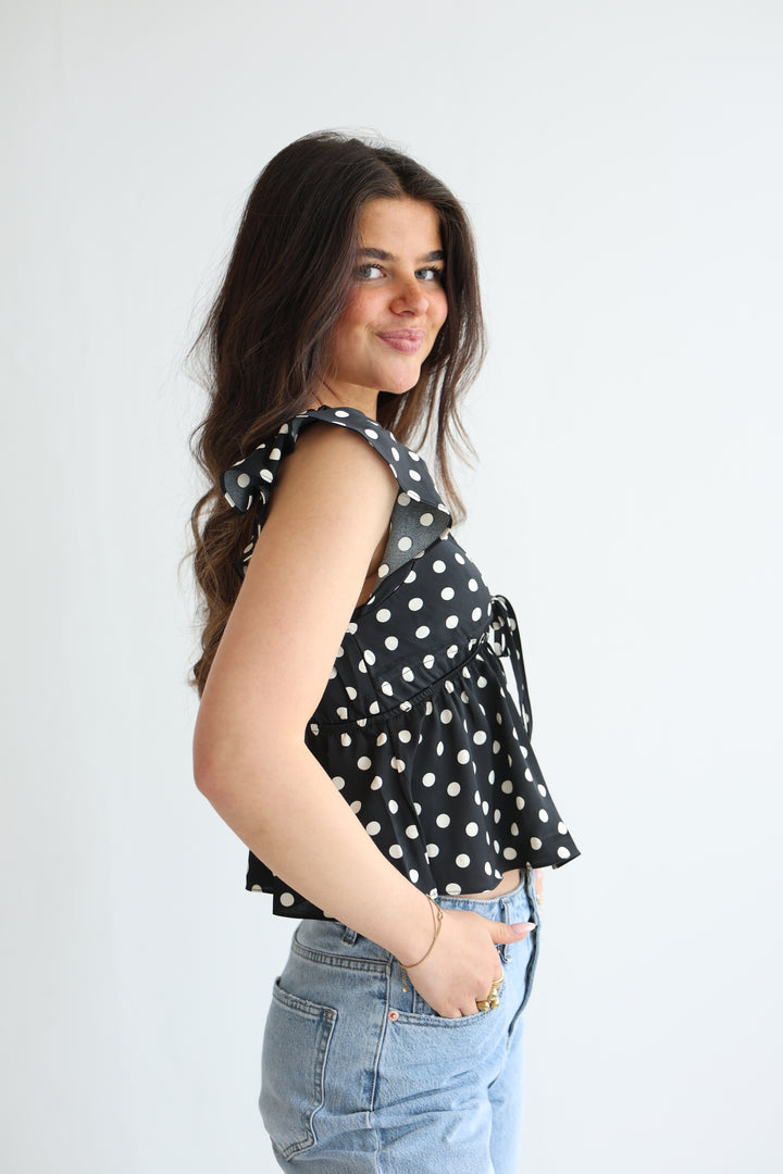 Polka Dot Peplum Top