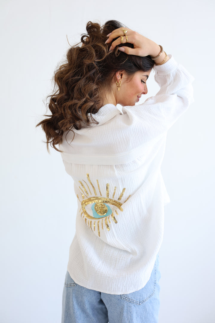 Oversize Blusenhemd aus Musselin Golden Eye