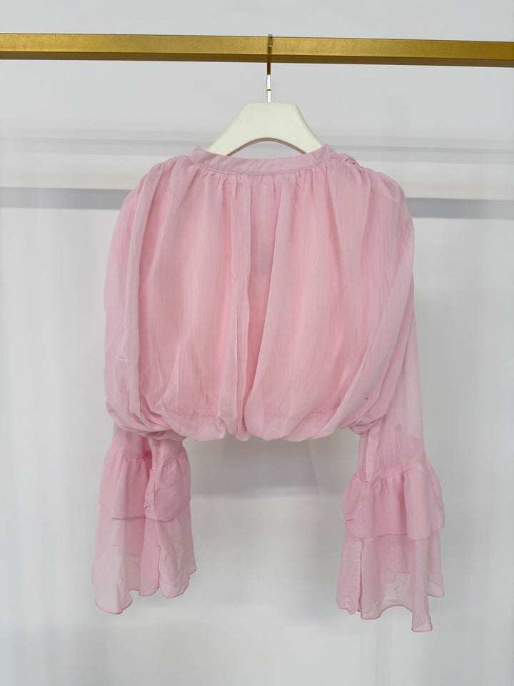 BLUSE MIT VOLANTÄRMELN LOUISA ROSA GR.S/M (B-WARE)