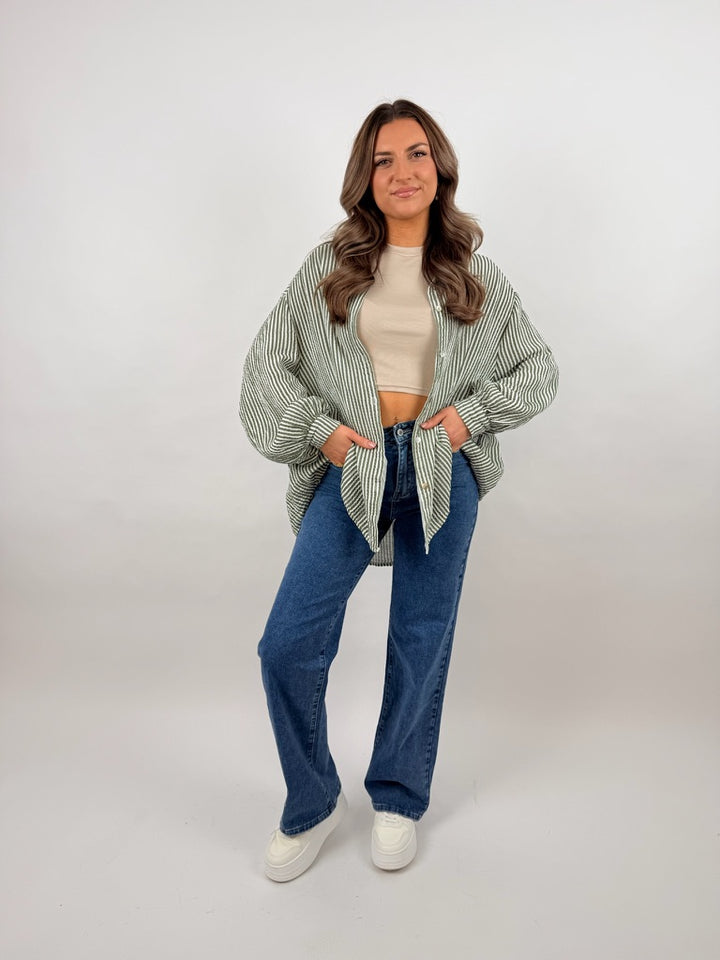 Kurzes Blusenhemd aus Musselin Narrow Stripes