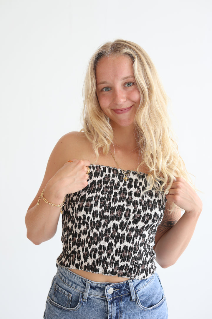Leoprint Croptop aus Musselin