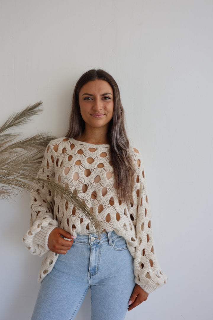 Grober Lochstrickpullover Cassy