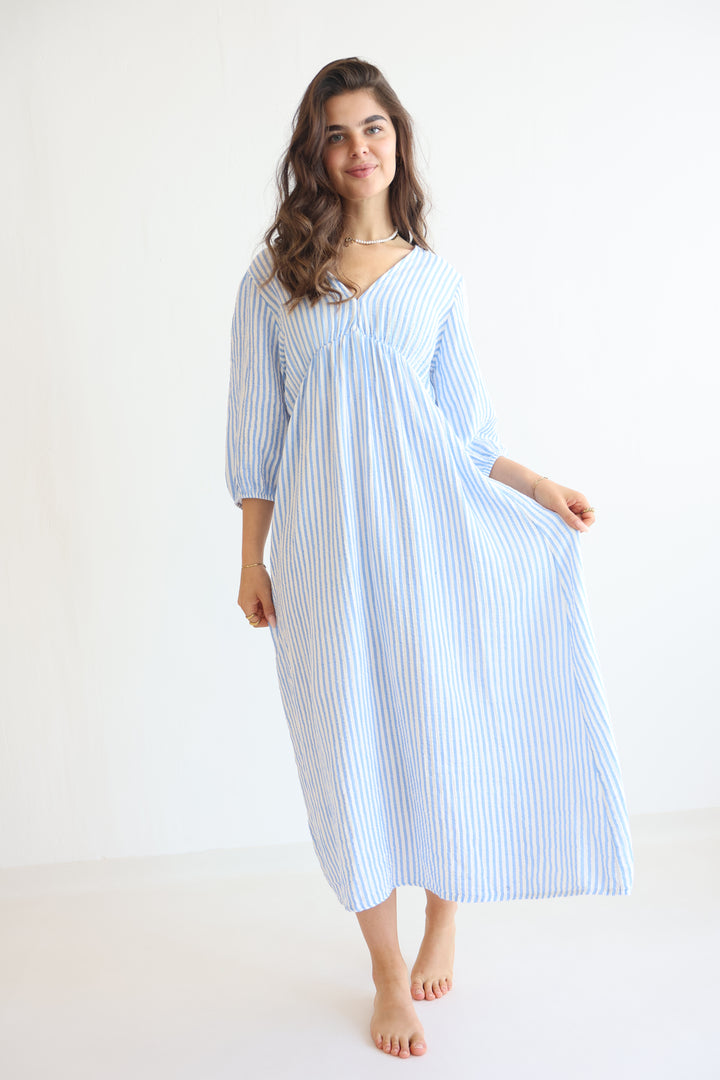 3/4 Arm Musselinkleid Summer Striped