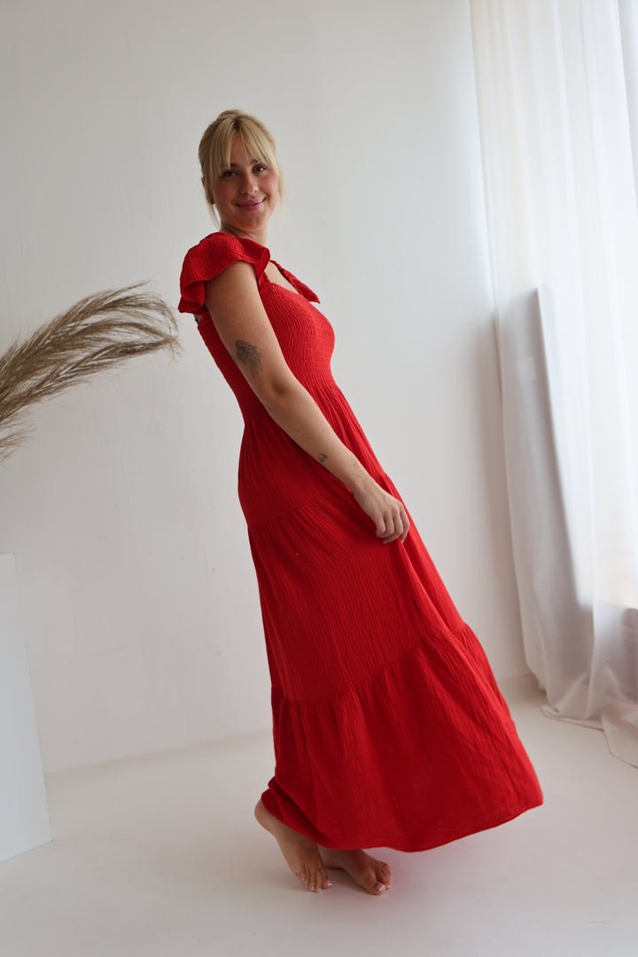 Langes Kleid mit Raffung Livia
