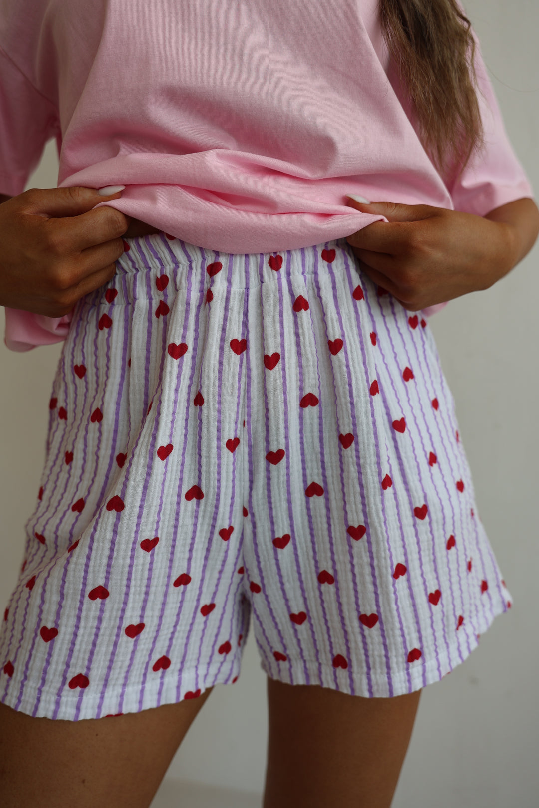 Shorts aus Musselin Rouge Hearts