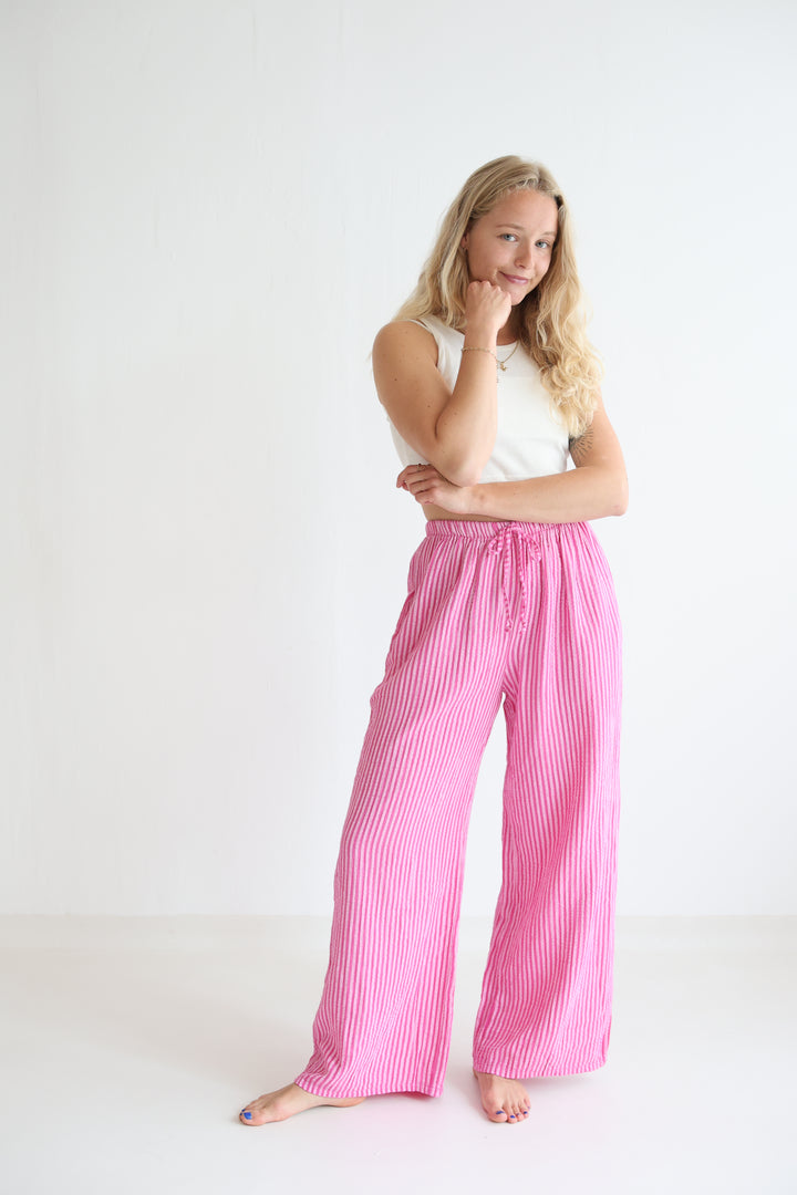 Lange Musselinhose mit Streifen Little Lines