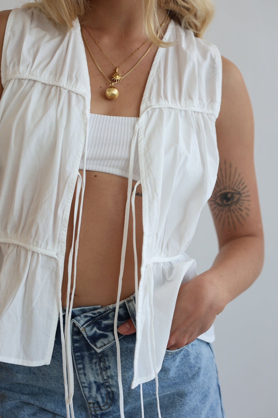 Open-Front Tie Top