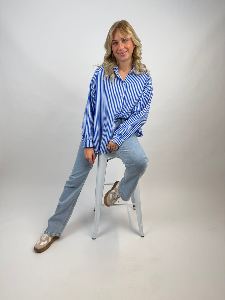 Kurzes Blusenhemd aus Musselin Wide Stripes