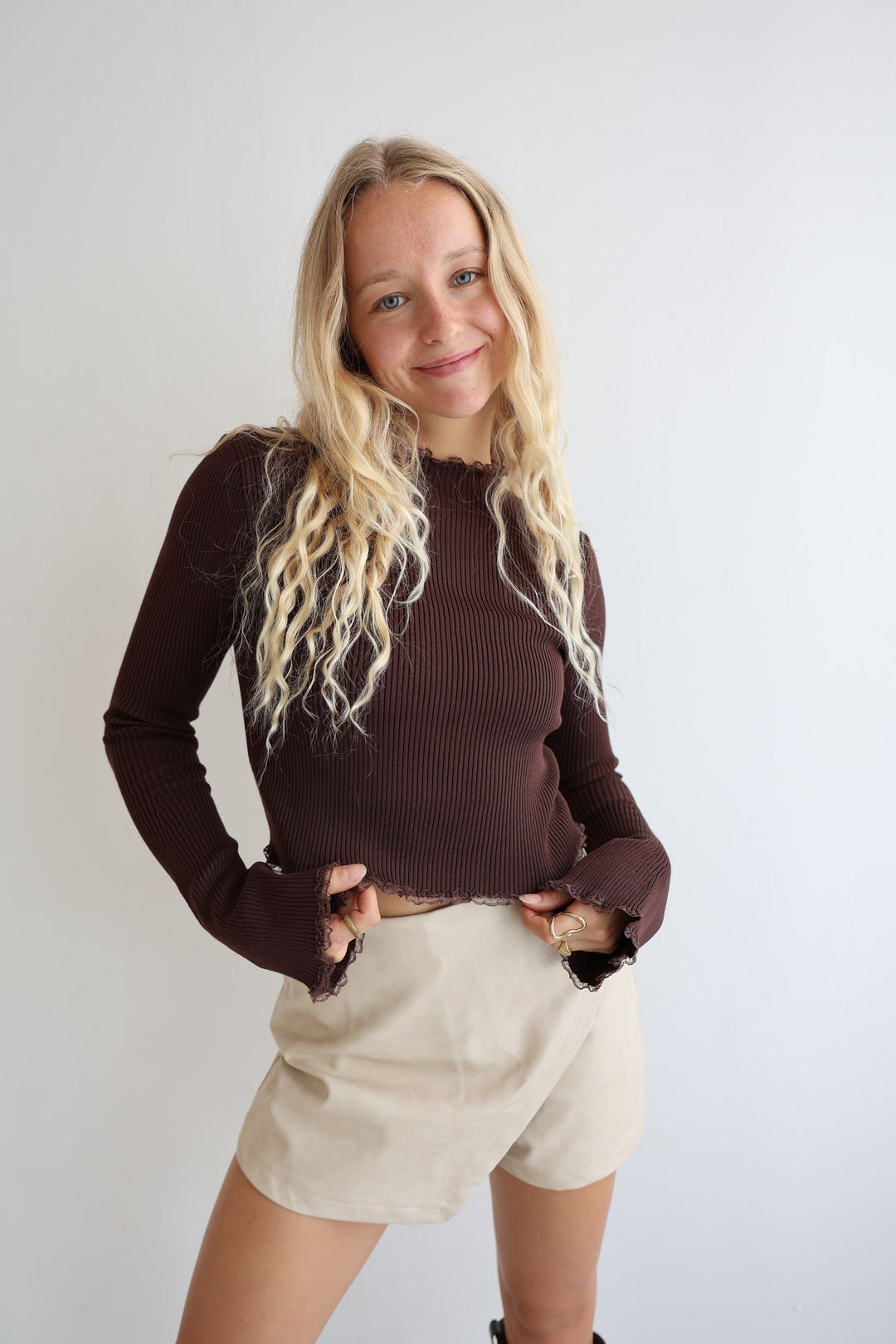 Geripptes Longsleeve Slave Flare