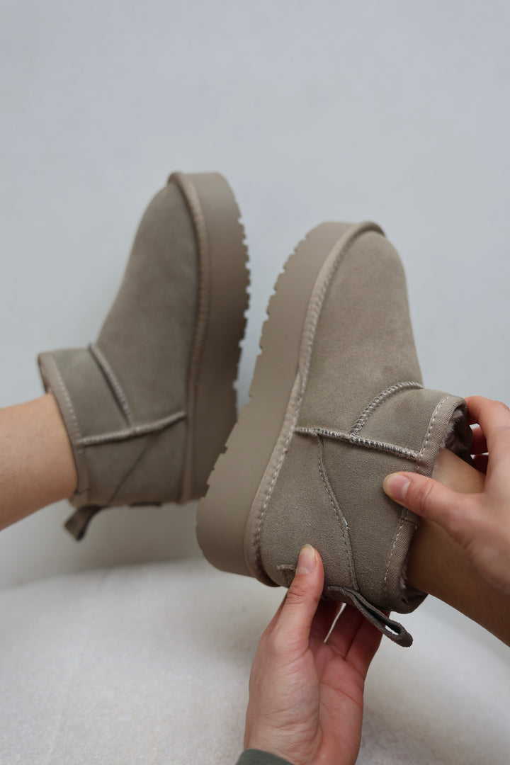 Leather Mini Plateau Boots