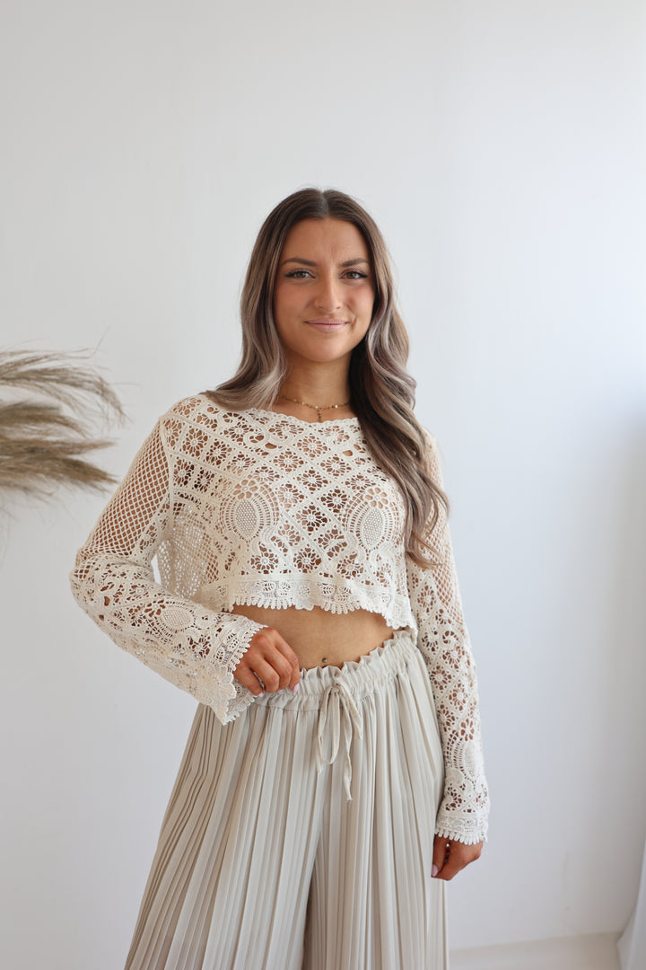 Cropped Häkelpullover Santorini