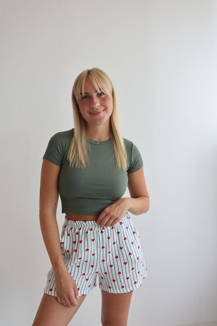 Shorts aus Musselin Rouge Hearts