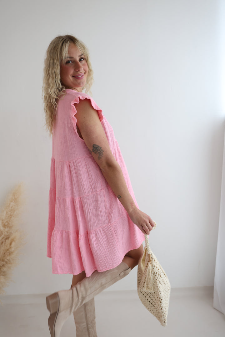 Kurzes Musselinkleid Hannah (einfarbig)