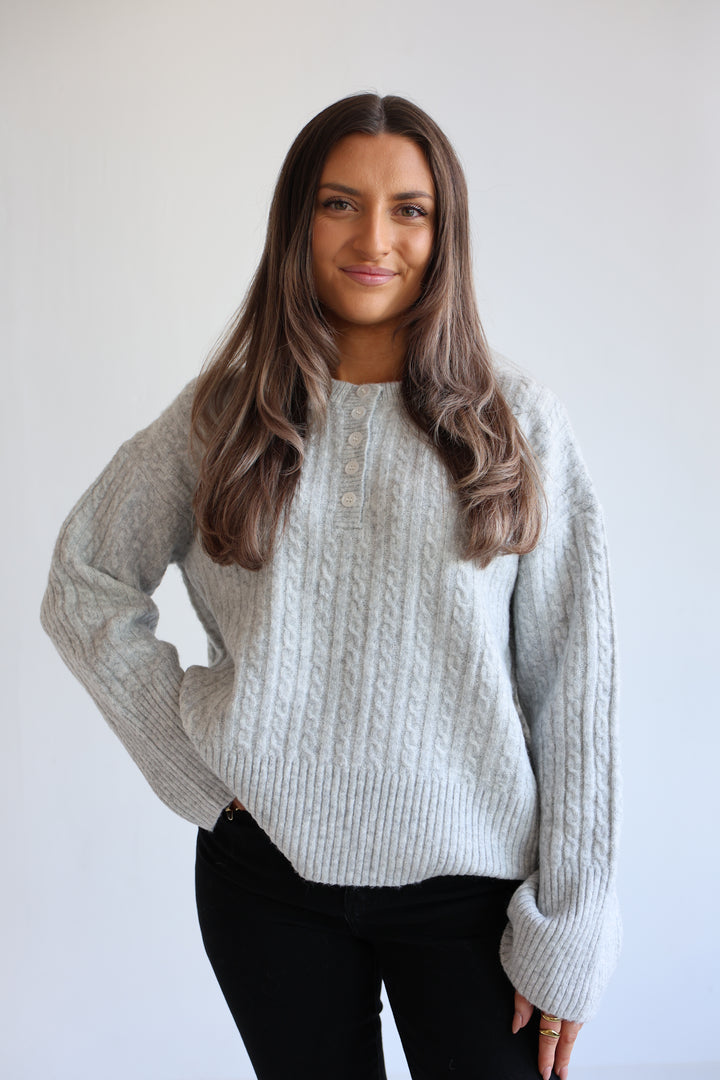 Ribbed Button Pullover