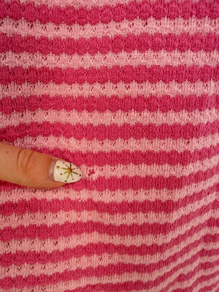 STRIPED KNIT DRESS BUBBLEGUM PINK (B-WARE)
