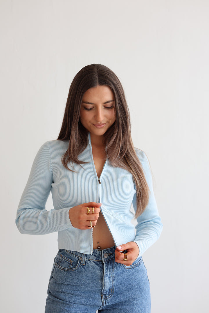 Ripped Zip-Up Cardigan