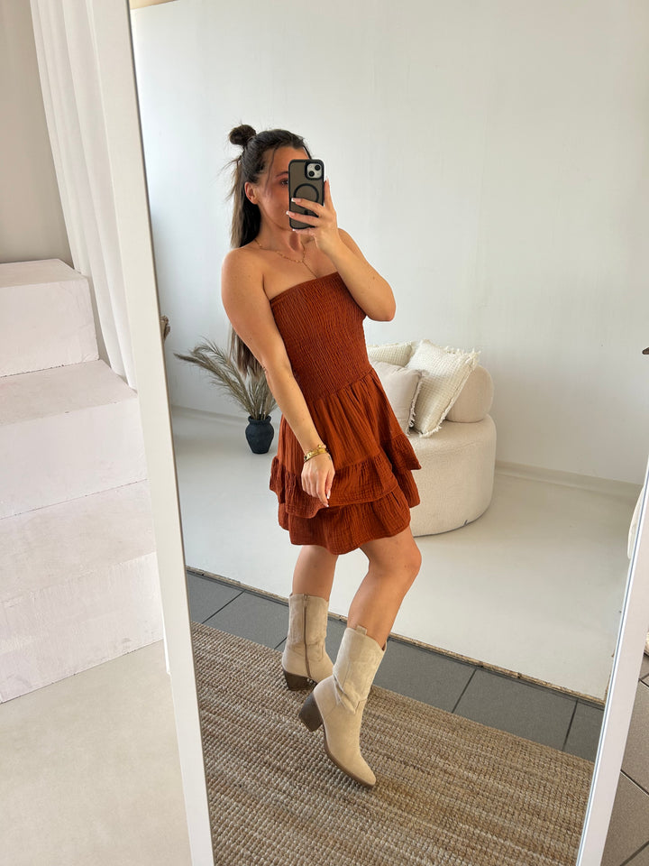 Trägerloses Kleid aus Musselin Moana