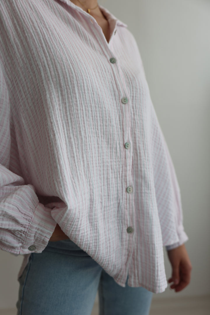 Kurzes Blusenhemd aus Musselin Wide Stripes
