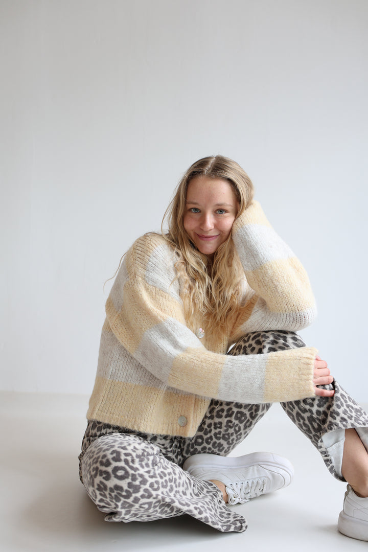 Striped V-Neck Cardigan