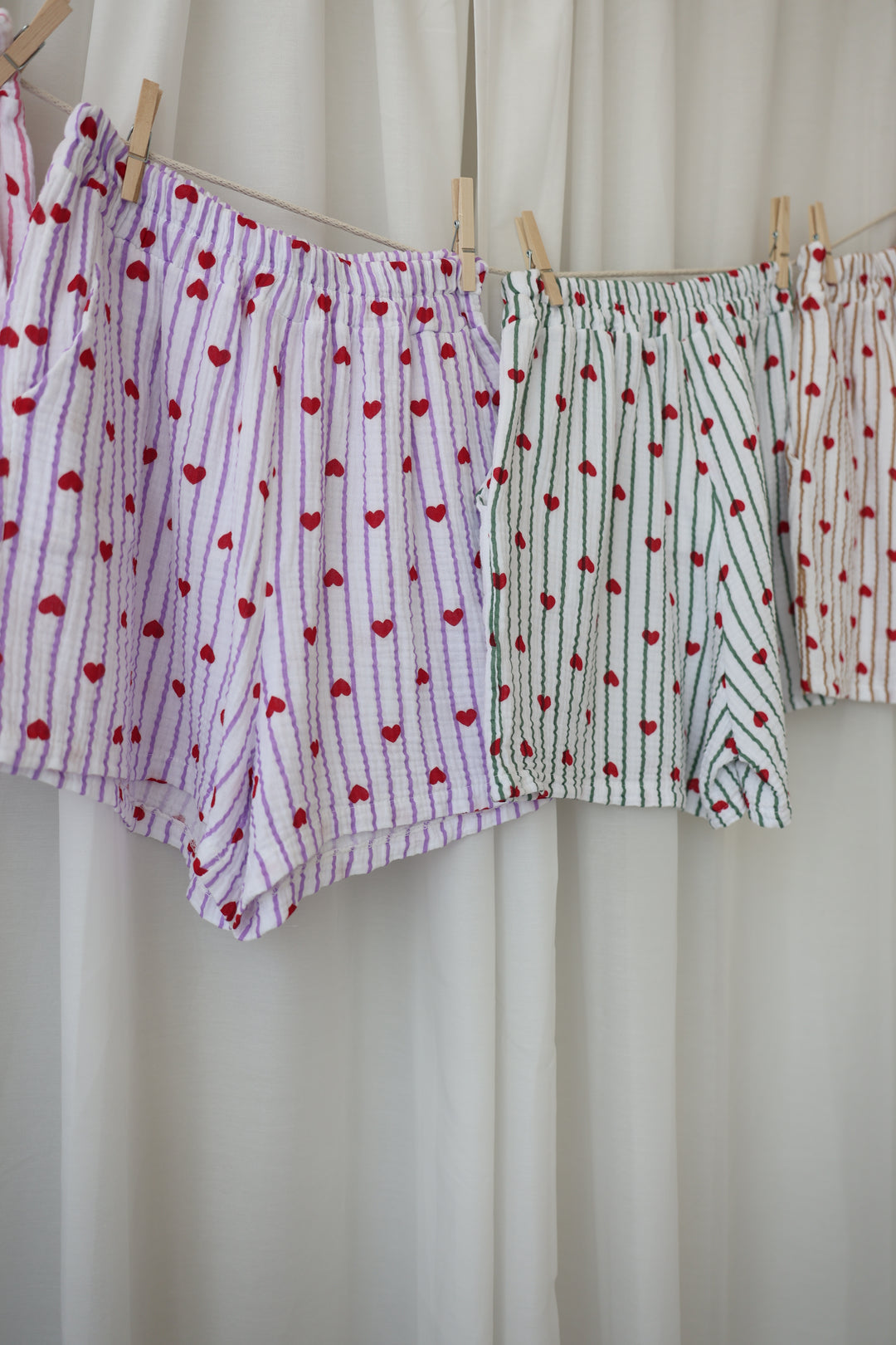 Shorts aus Musselin Rouge Hearts