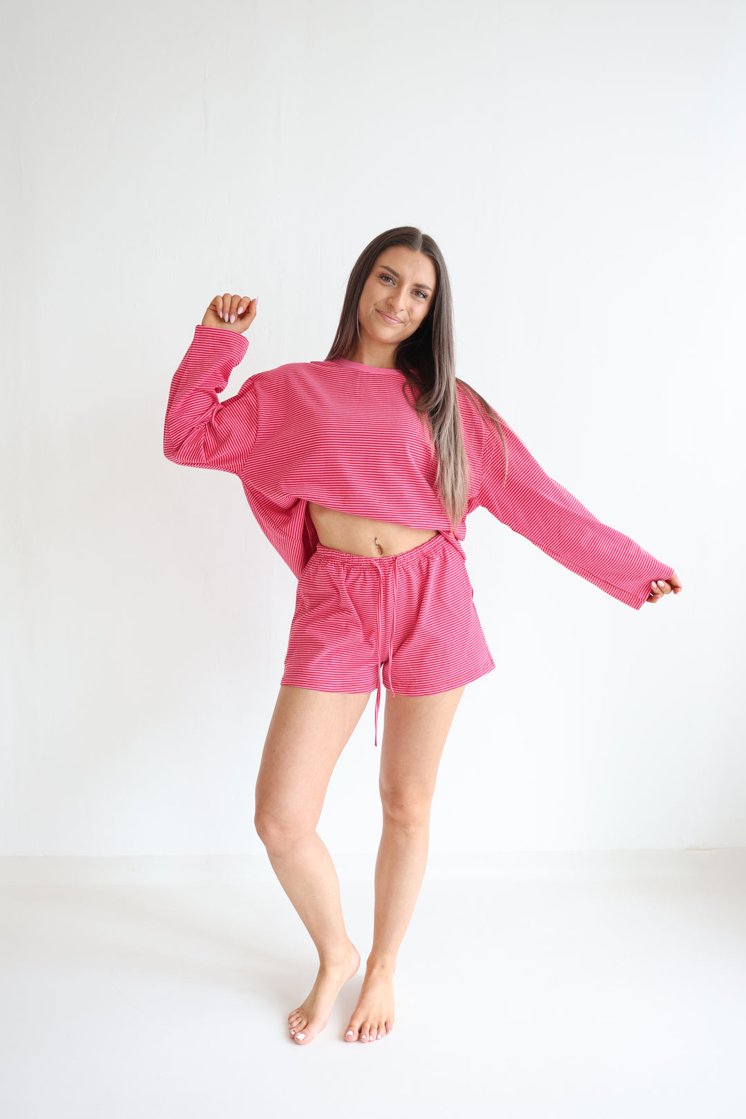 Striped Longsleeve Cherry Pink