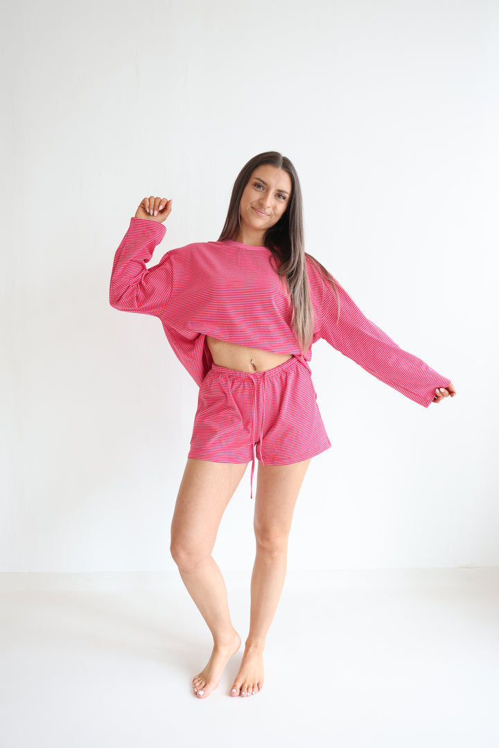 Striped Longsleeve Cherry Pink