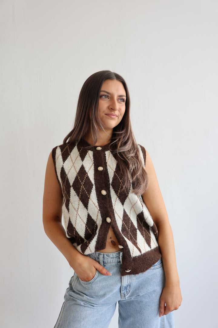 Weste Vintage Argyle Chic