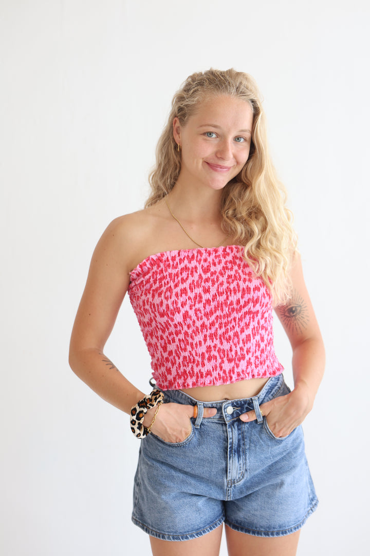 Leoprint Croptop aus Musselin