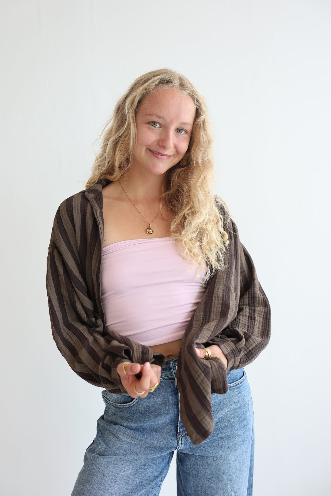 Musselinbluse Blockstripes