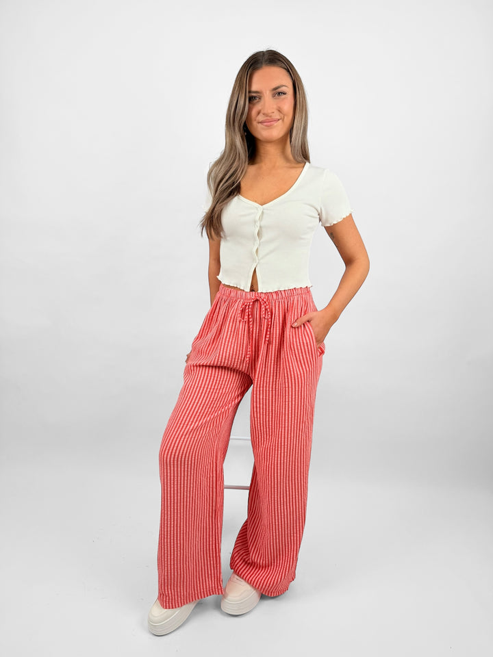 Lange Musselinhose mit Streifen Little Lines