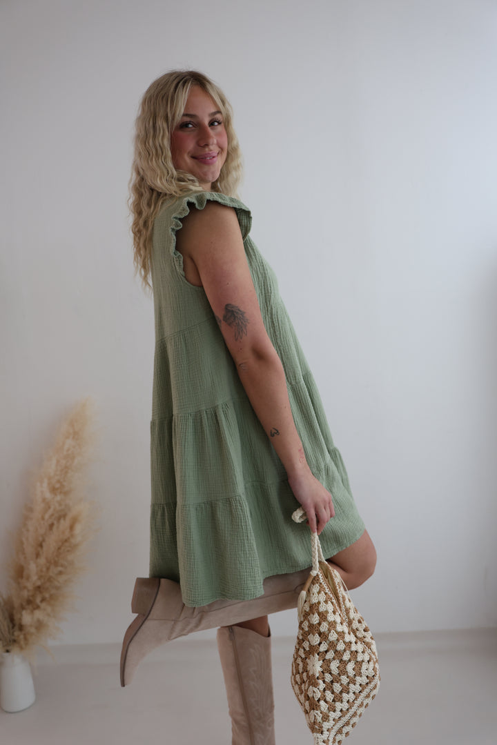 Kurzes Musselinkleid Hannah (einfarbig)