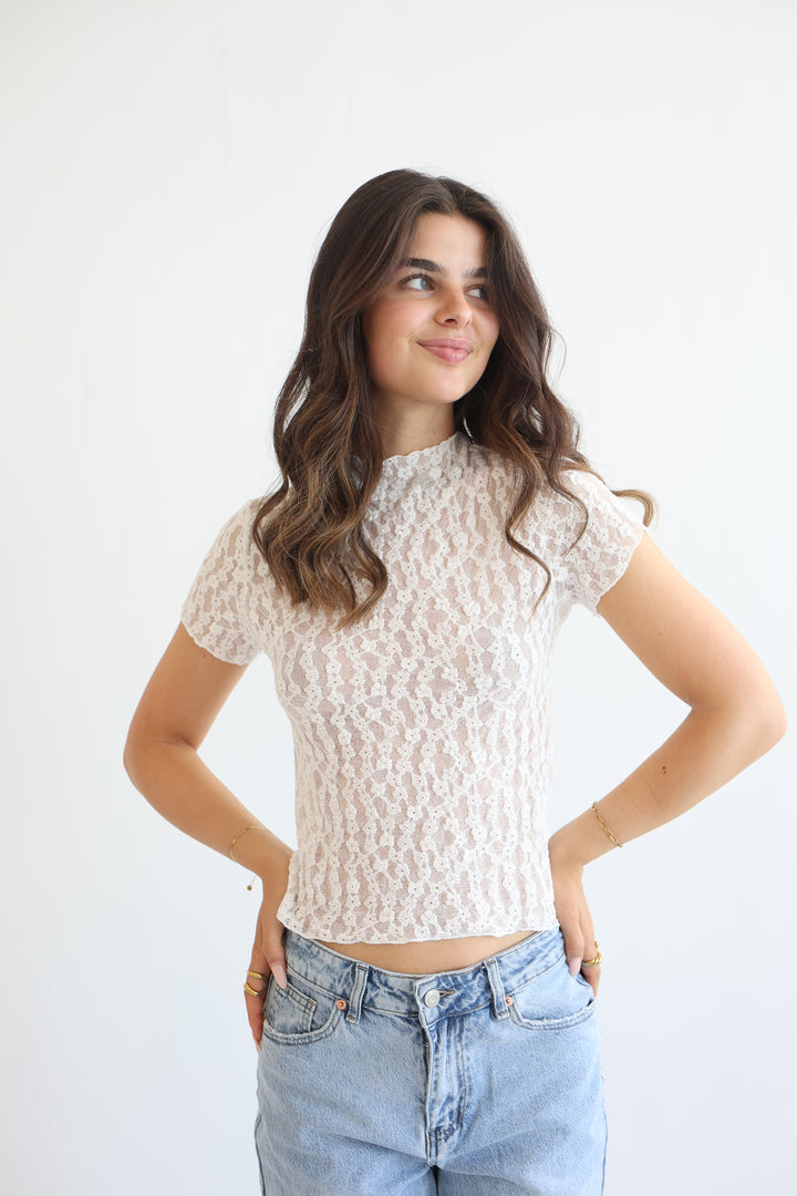 Milky Bloom Lace T-Shirt