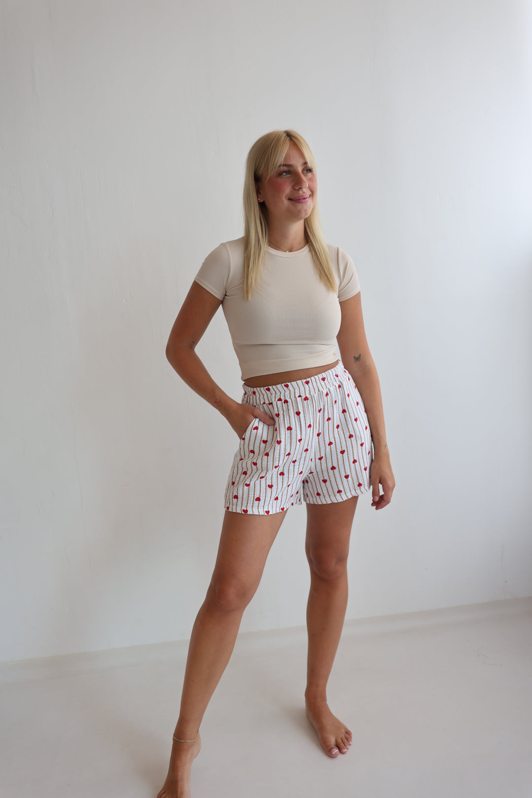 Shorts aus Musselin Rouge Hearts