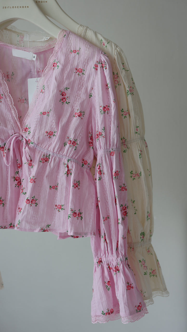 Schößchenbluse zum Schnüren Cute Roses