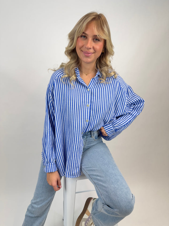 Kurzes Blusenhemd aus Musselin Wide Stripes