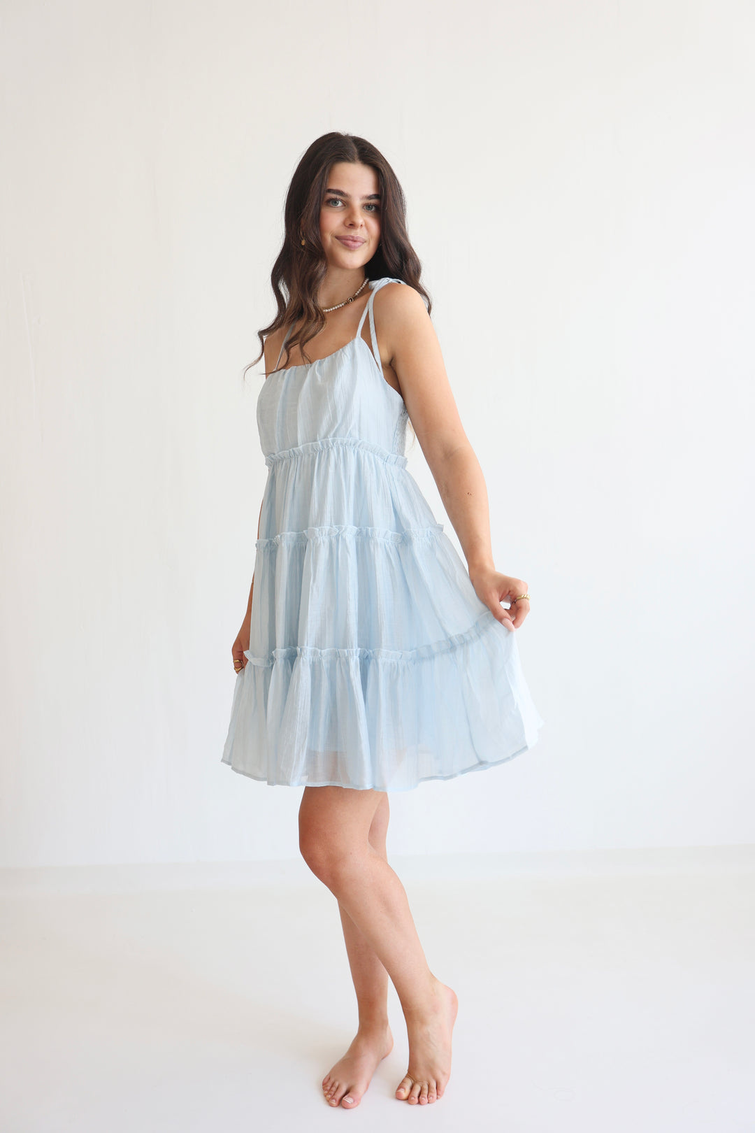 Bow Strap Tiered Dress