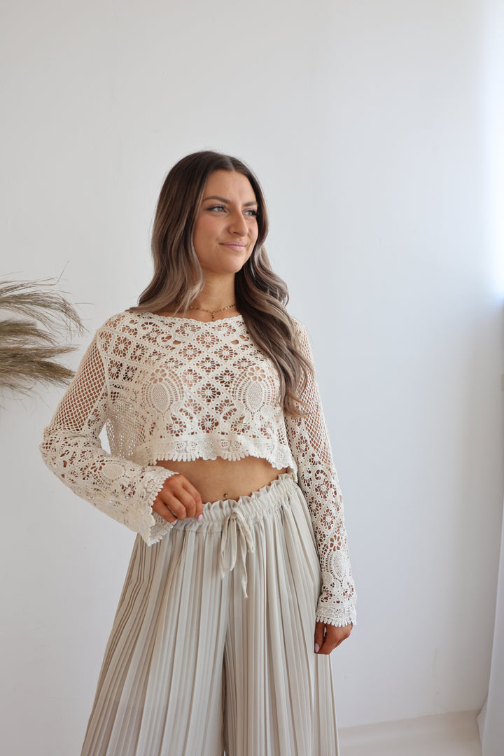 Cropped Häkelpullover Santorini