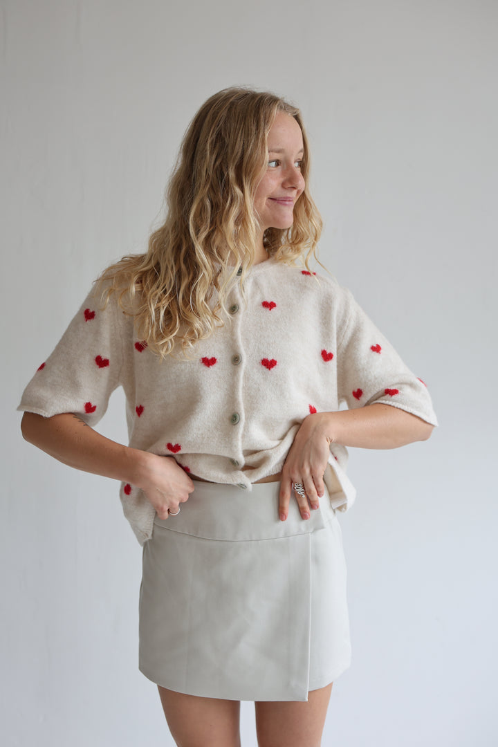 Kurzarm Cardigan Jolina mit Herzprint