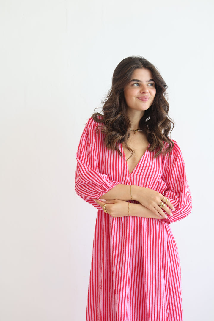 3/4 Arm Musselinkleid Summer Striped