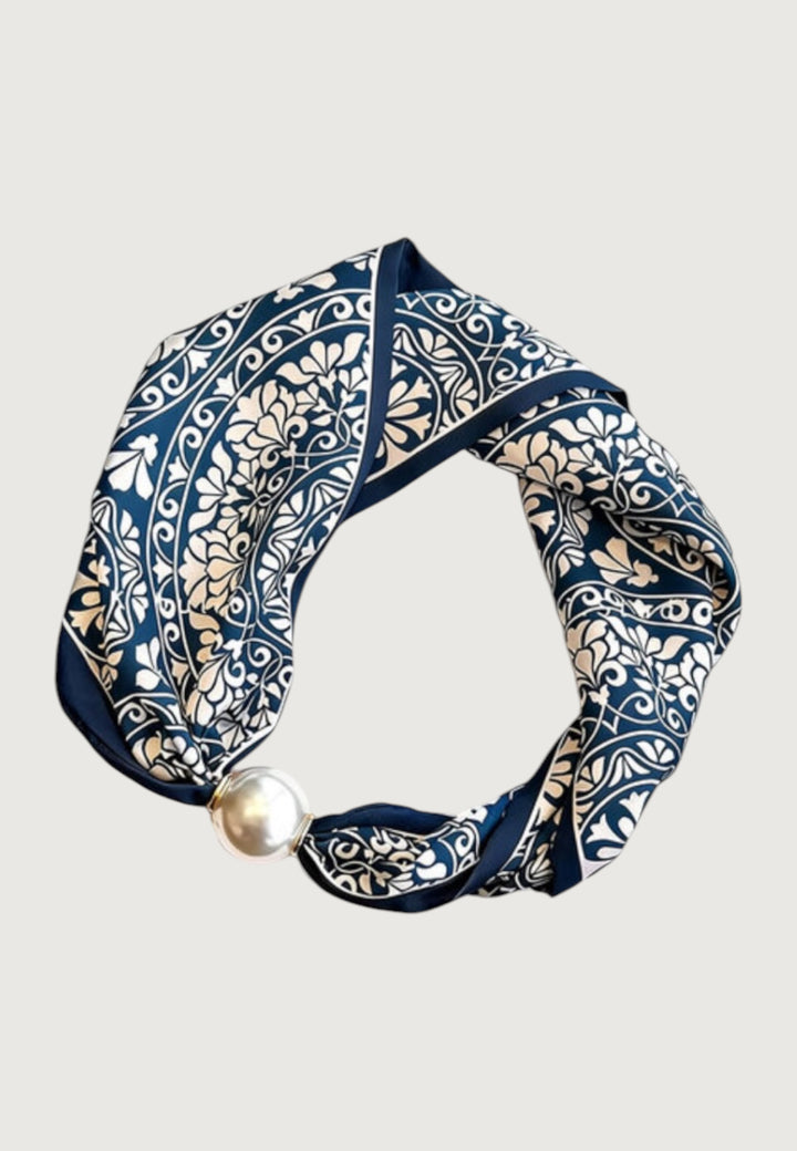 Navy Garden Pearl Scarf