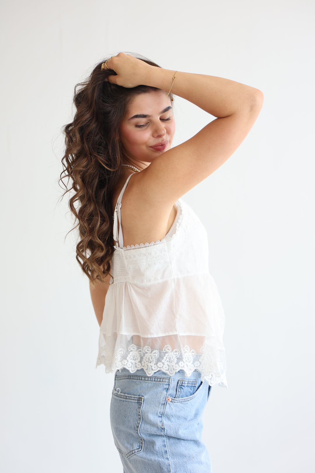 White Lace Babydoll Top