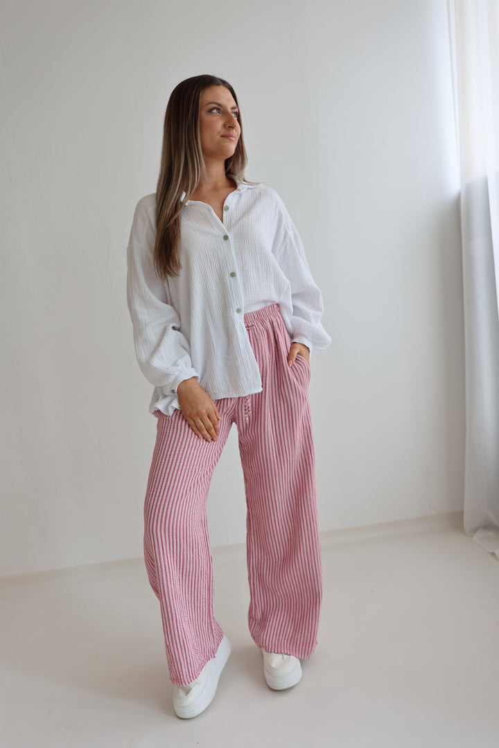 Lange Musselinhose mit Streifen Little Lines