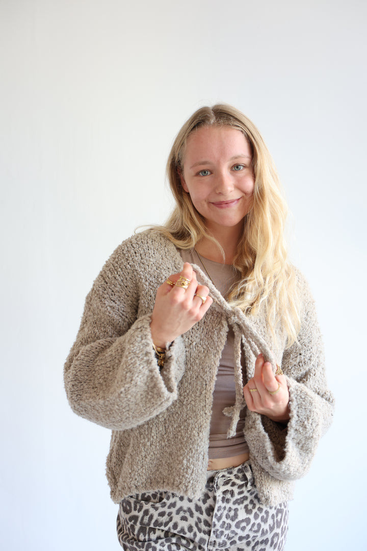 Teddy Knot Cardigan Fluffy Tie