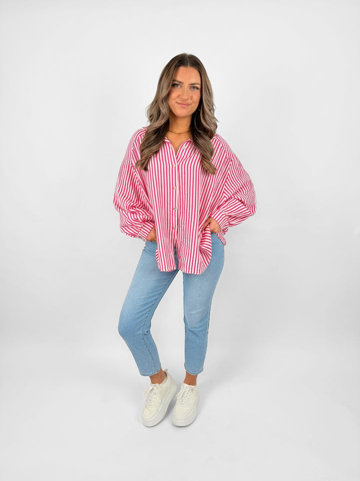 Kurzes Blusenhemd aus Musselin Wide Stripes