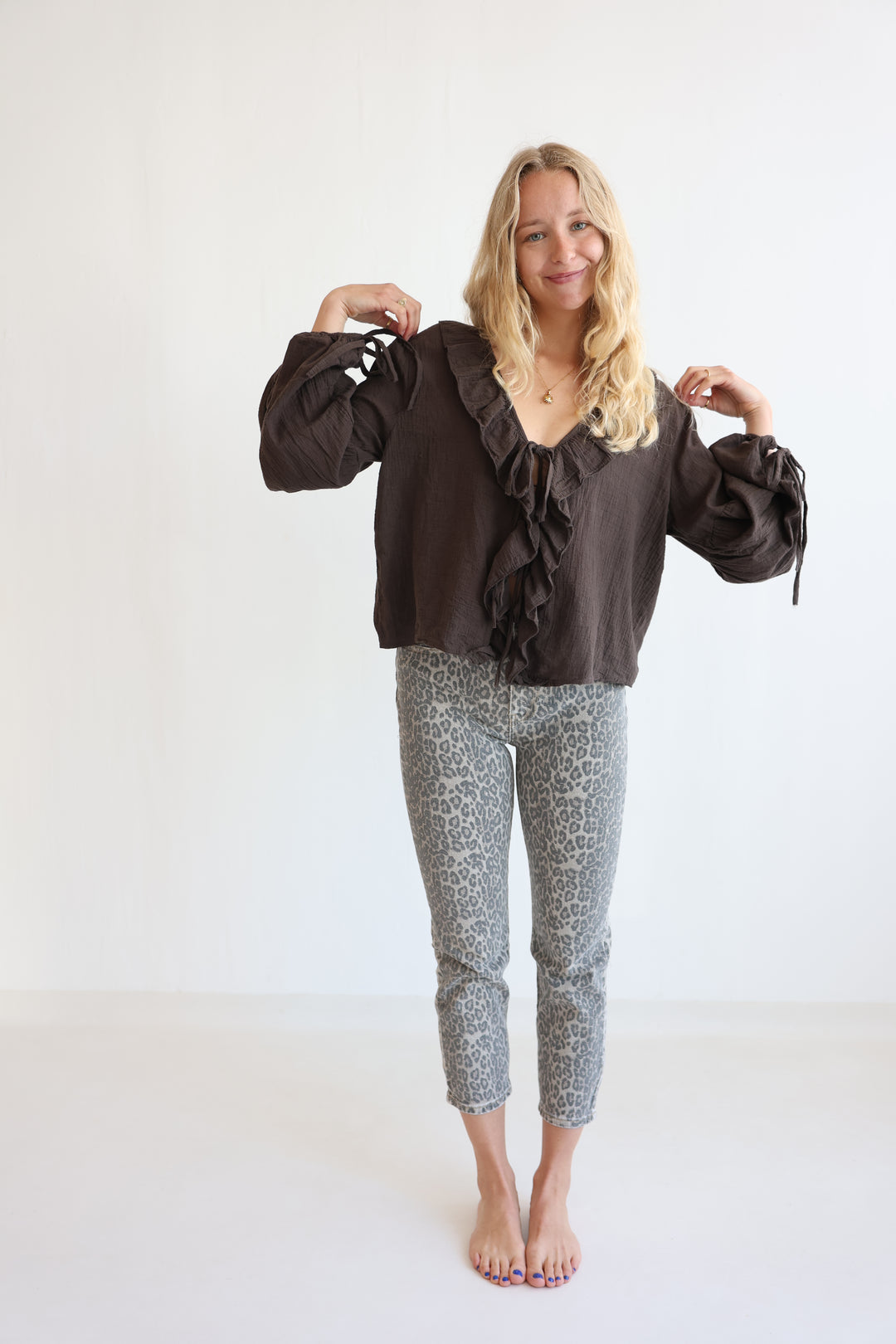 Leopard Denim Mom Jeans