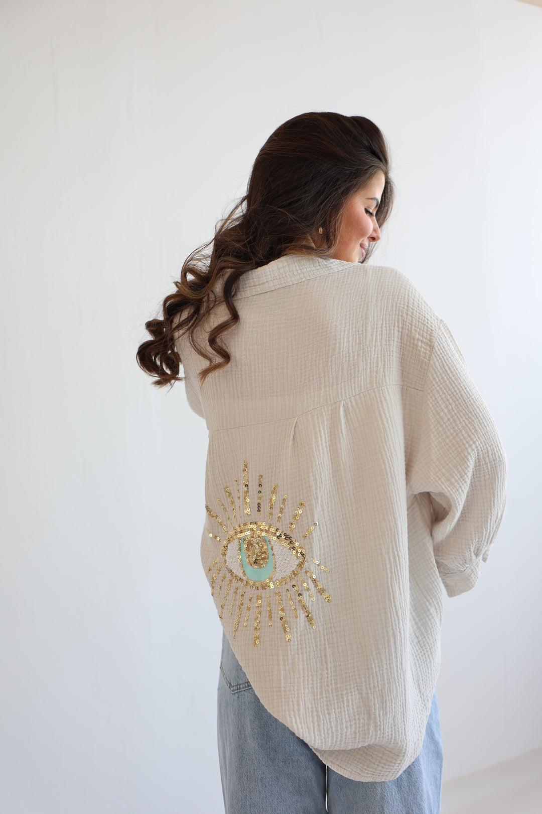 Oversize Blusenhemd aus Musselin Golden Eye