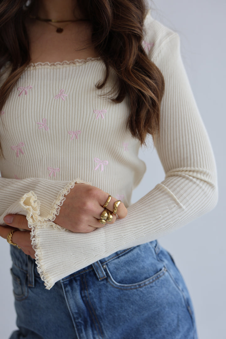 Geripptes Longsleeve Pretty Bows